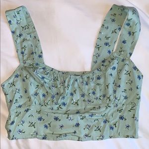 motel rocks green/blue floral crop tank top